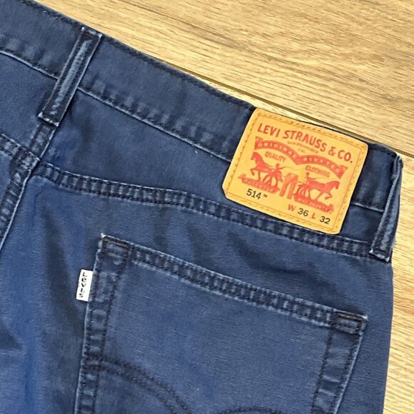 Men's Levis 514 Straight Denim Jeans SZ 36x32 Blue Cotton Modern White Tab - Picture 7 of 12